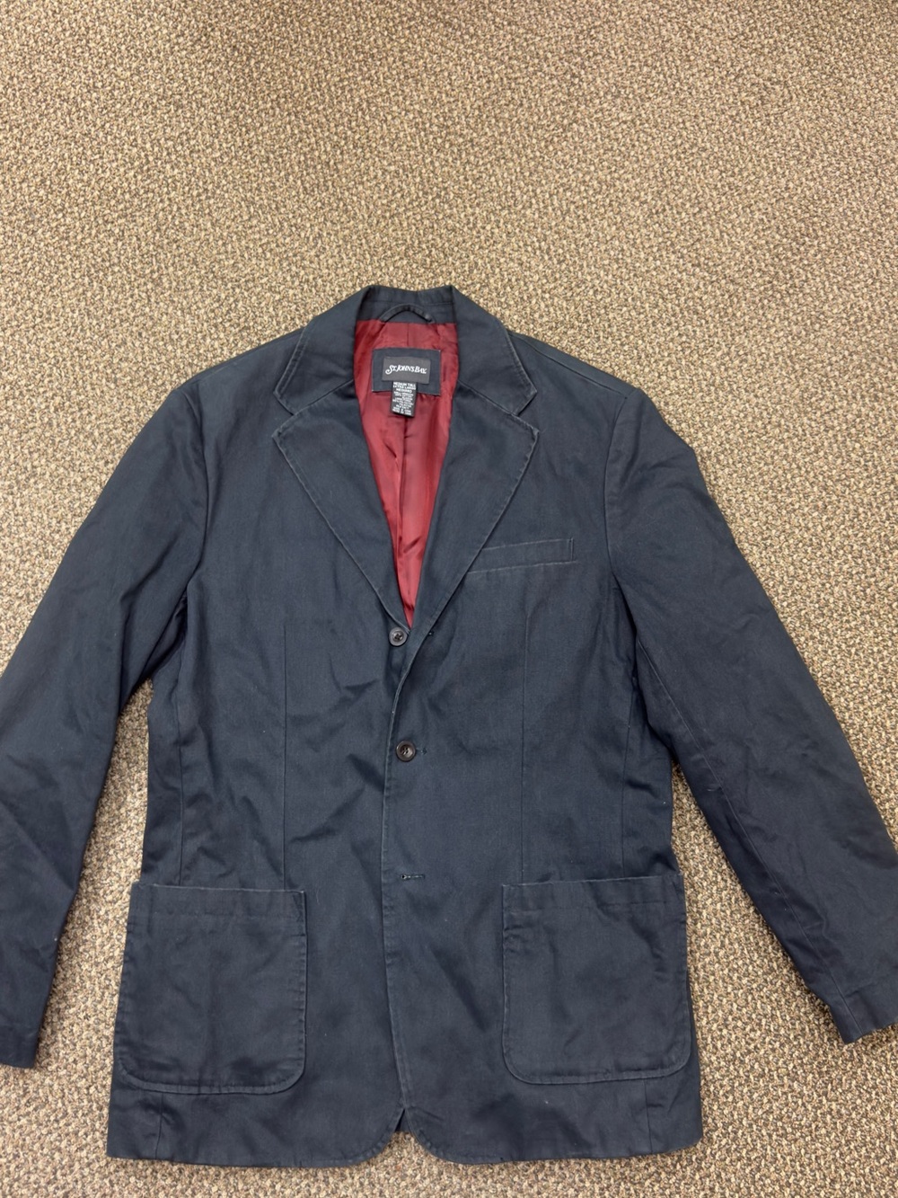St. John's Bay Navy Sport Coat with Burgundy Lining sz Medium/Tall